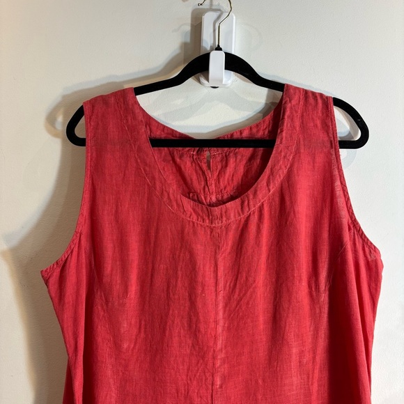 Assymetrical Hem Line Linen Dress SZ XL Sleeveless Unlined - Picture 2 of 7